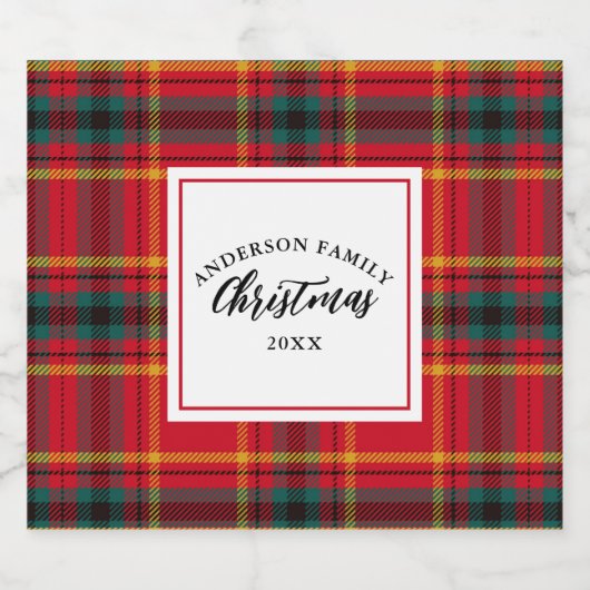 Kerstmis Tartan Plaid Familienaam Jaar Bier Etiket (Enkel label)
