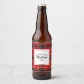 Kerstmis Tartan Plaid Familienaam Jaar Bier Etiket (Voorkant)