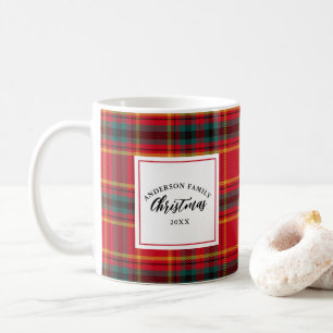 Kerstmis Tartan Plaid Familienaam Jaar Koffiemok