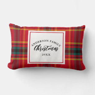 Kerstmis Tartan Plaid Familienaam Jaar Kussen