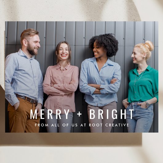 Kerstmis | Team Photo Merry en Bright Feestdagenkaart