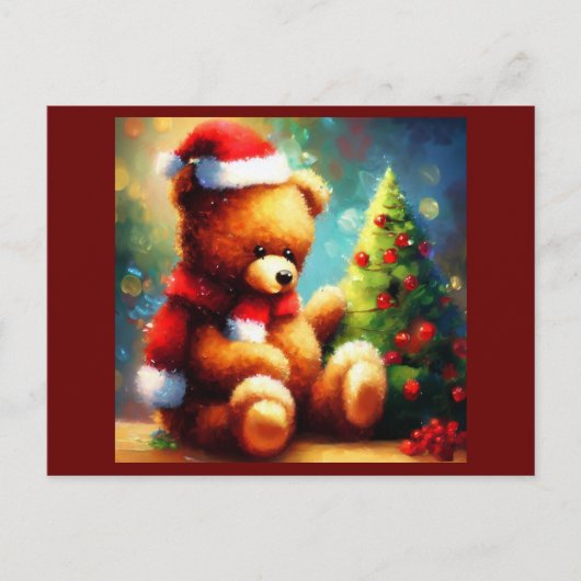 Kerstmis Teddy Bear 1 Feestdagenkaart (Voorkant)
