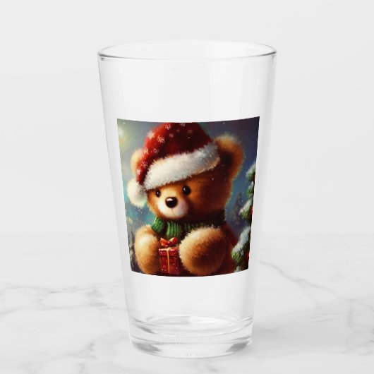 Kerstmis Teddybeer 2 Glas (Voorkant)