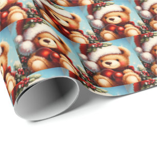 Kerstmis Teddybeer 4 Cadeaupapier