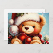 Kerstmis Teddybeer 4 Feestdagenkaart (Voorkant / Achterkant)