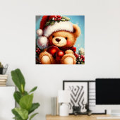 Kerstmis Teddybeer 4 Poster (Thuiskantoor)