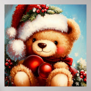 Kerstmis Teddybeer 4 Poster