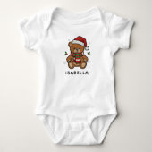 Kerstmis Teddybeer Aangepaste naam Romper (Voorkant)