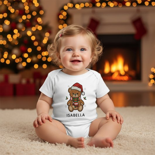Kerstmis Teddybeer Aangepaste naam Romper