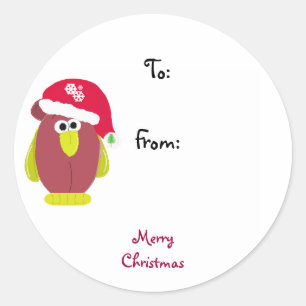 Kerstmis Tekenfilm Kip Ronde Sticker