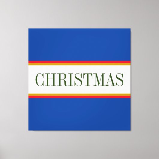 KERSTMIS Tekst Feestelijke Alpine Blauw Witte Stre Canvas Afdruk (Voorkant)