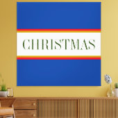 KERSTMIS Tekst Feestelijke Alpine Blauw Witte Stre Canvas Afdruk (Insitu (Woonkamer))