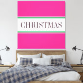 KERSTMIS Tekst Feestelijke Heldere Roze Witte Stre Canvas Afdruk (Insitu (Slaapkamer))