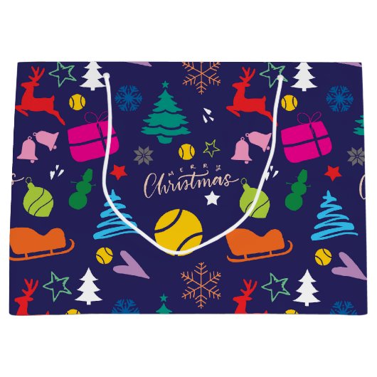 🎄 Kerstmis 🎾 tennisblauw Groot Cadeauzakje (Voorkant)