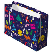 🎄 Kerstmis 🎾 tennisblauw Groot Cadeauzakje (Voorkant Gekanteld)