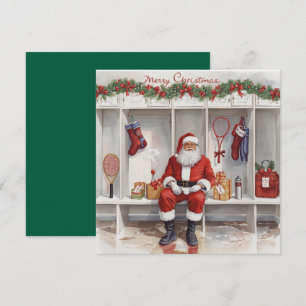 Kerstmis tennissen met de Kerstman Feestdagenkaart