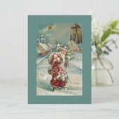 Kerstmis ter wereld in sneeuw Feestdagenkaart (Staand voorkant)