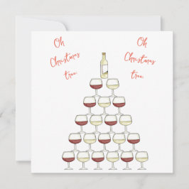 Kerstmis thema uitnodiging; wijnboom; wijnglas kaart