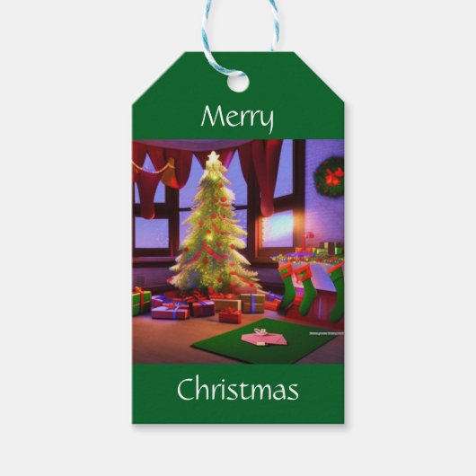 Kerstmis thuis cadeaulabel (Voorkant)