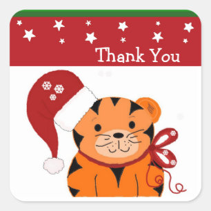Kerstmis Tijger Bedankt Vierkante Sticker
