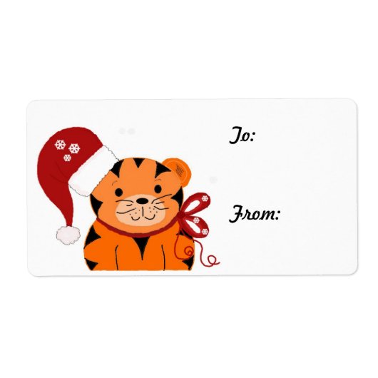 Kerstmis Tijger Etiket (Voorkant)
