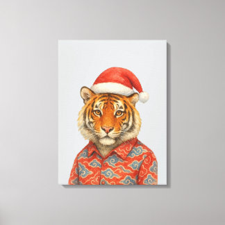 Kerstmis Tijger indie Canvas Afdruk