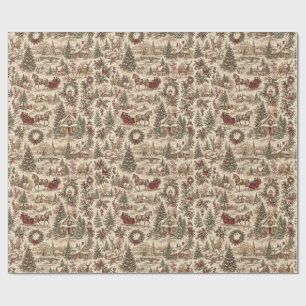 Kerstmis toile cadeauverpakking Herten & slee Cadeaupapier