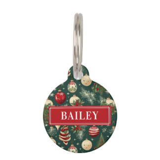 Kerstmis Traditionele Custom Dog Naam Rond Huisdierpenning