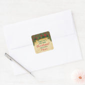 Kerstmis Traditionele geruite tartankrans Vierkante Sticker (Envelop)