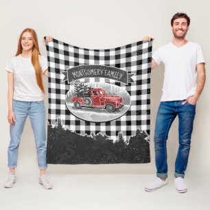 Kerstmis  Trauck Black White Buffalo Pset Fleece Deken