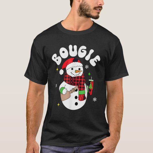 Kerstmis Trendy Grappig Bijpassend Team Sneeuwman T-shirt (Voorkant)