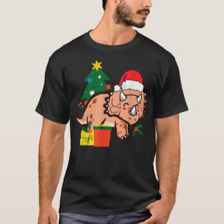 Kerstmis, Triceratops Dinosaur Cute Holiday Santa T-shirt