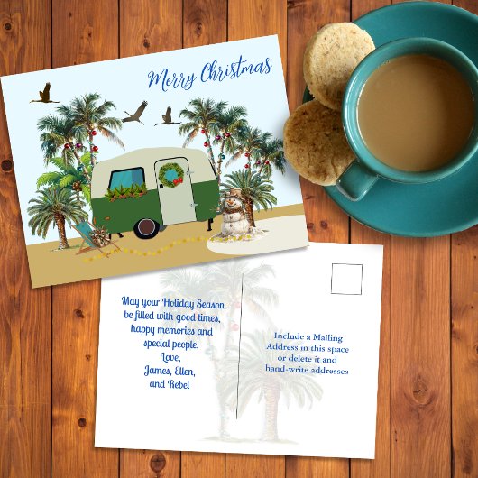 Kerstmis Tropisch Camping Ansichtkaart Briefkaart