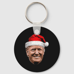 Kerstmis Trump Gezicht Santa Grappige Kerstmis Mem Sleutelhanger