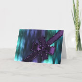 Kerstmis Turquoise Teal Paars Streep met Glitteren Feestdagen Kaart (Voorkant)
