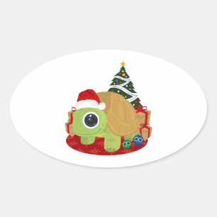 Kerstmis - Turtle Ovale Sticker