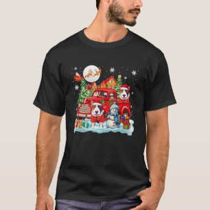 Kerstmis twee Santa Bull Terriers op pick-up truck T-shirt