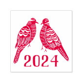 Kerstmis Twee schildpad Duiven aangepaste jaar Zelfinktende Stempel (Design)