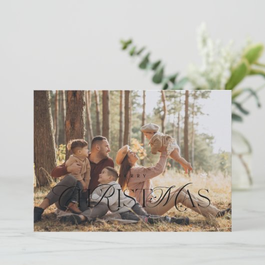Kerstmis typografie foto kaart (Staand voorkant)