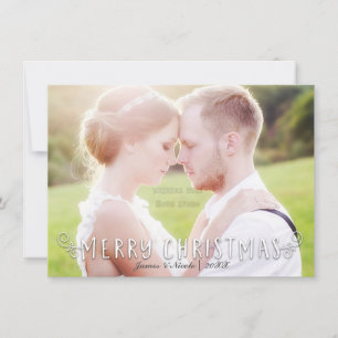 Kerstmis typografie foto kaart voor- en achterkant