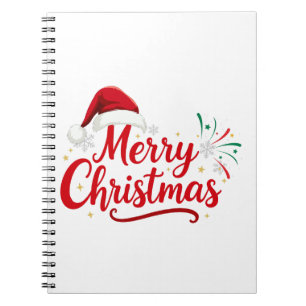 Kerstmis typografie met Santa-hoed en sneeuw Notitieboek