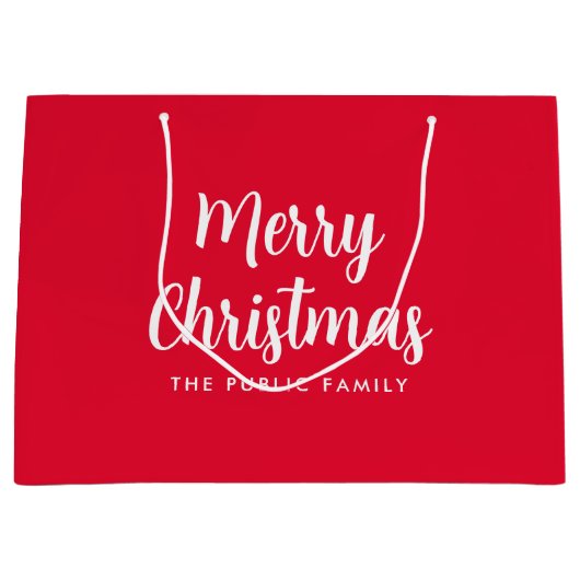 Kerstmis typografie script naam sjabloon groot cadeauzakje (Voorkant)