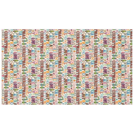 Kerstmis typografie tafelkleed (Voorkant (Horizontaal))