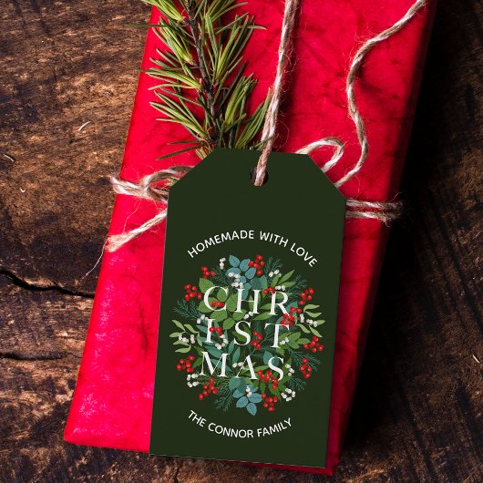 KERSTMIS Typografie Thuisgemaakt met Liefde Cadeaulabel