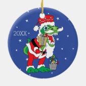Kerstmis TySantasaurus Rex Ornament Personaliseren (Achterkant)