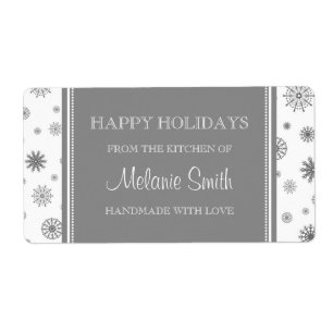 Kerstmis Uit de Keuken van Etiketten Grijze Sneeuw