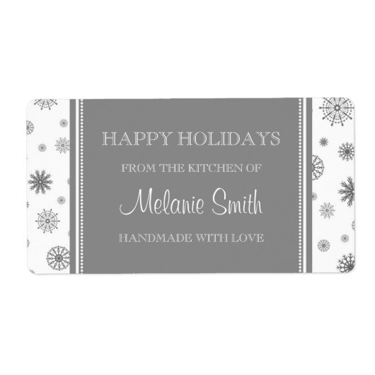 Kerstmis Uit de Keuken van Etiketten Grijze Sneeuw (Voorkant)