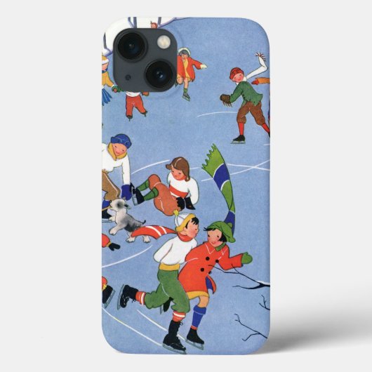 Kerstmis uit grootmoeders tijd, Kinderen schaatsen Case-Mate iPhone Case (Achterkant)