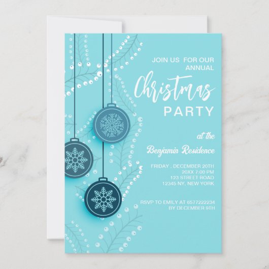 Kerstmis uitnodigen Party kaart met QR Code (Voorkant)