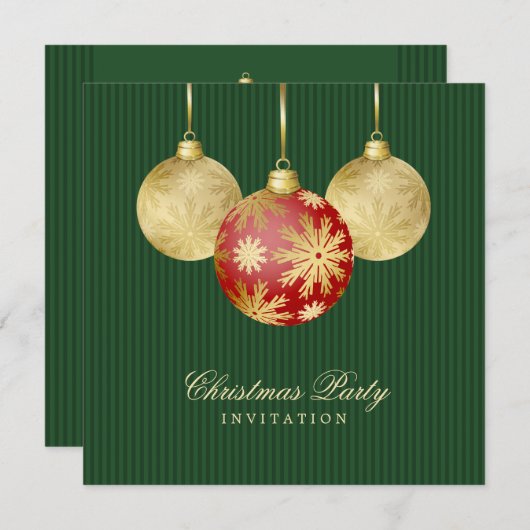 Kerstmis: uitnodiging voor Red Gold-feestfeest (Voorkant / Achterkant)